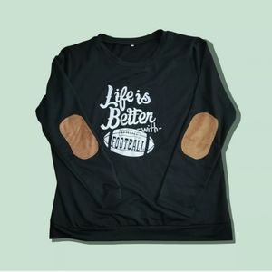 Life Is Better With Football Long Sleeve Graphic Crewneck With Elbow Patches